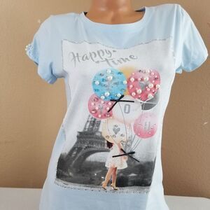 1096 L-XL   Kiss & Love  Shirt Happy Time  NWT